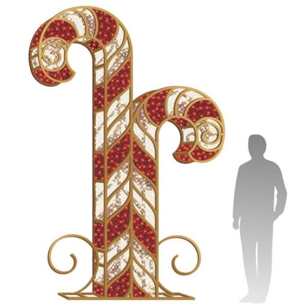 11′ 3D LED Candy Cane – Red and Warm White - 3D from Holiday Light Supplies, Ontario