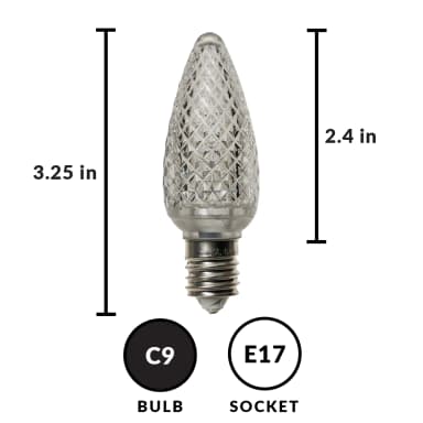 C9 Faceted Bulb, WARM WHITE - Large Strawberry Lights - C9 from Holiday Light Supplies, Ontario