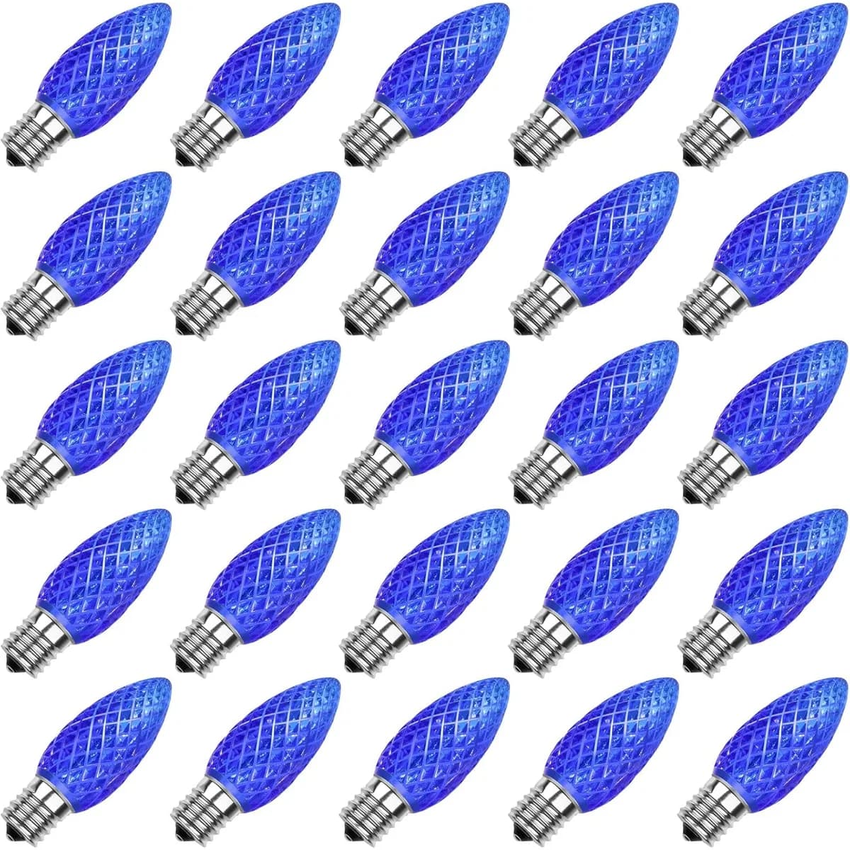 C9 Faceted Bulb, BLUE - Large Strawberry Lights - C9 from Holiday Light Supplies, Ontario
