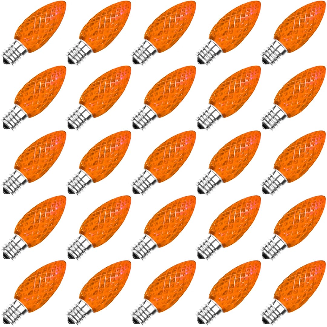 C9 Faceted Bulb, ORANGE - Large Strawberry Lights - C9 from Holiday Light Supplies, Ontario