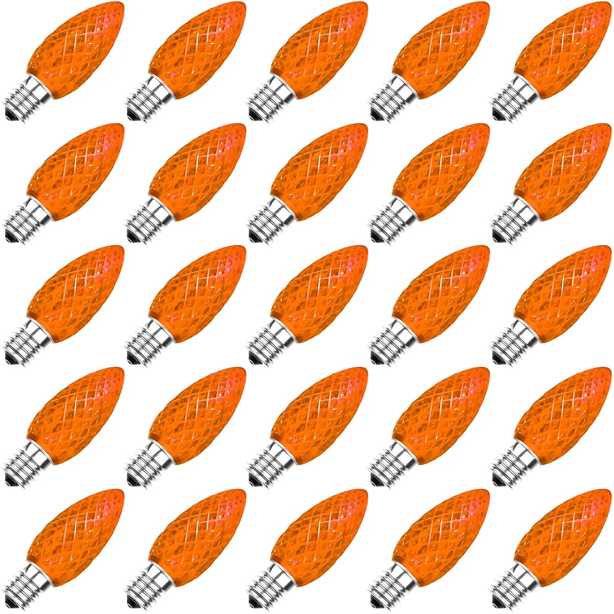 C9 Faceted Bulb, ORANGE - Large Strawberry Lights - C9 from Holiday Light Supplies, Ontario