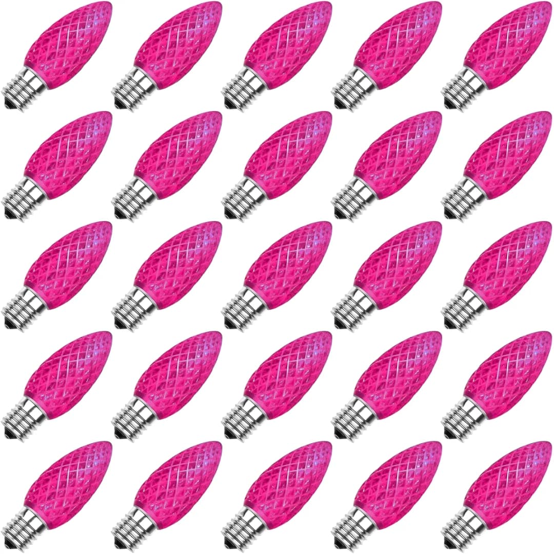 C9 Faceted Bulb, PINK - Large Strawberry Lights - C9 from Holiday Light Supplies, Ontario