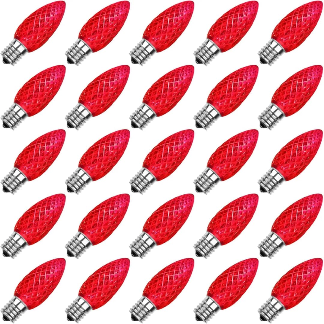 C9 Faceted Bulb, RED - Large Strawberry Lights - C9 from Holiday Light Supplies, Ontario