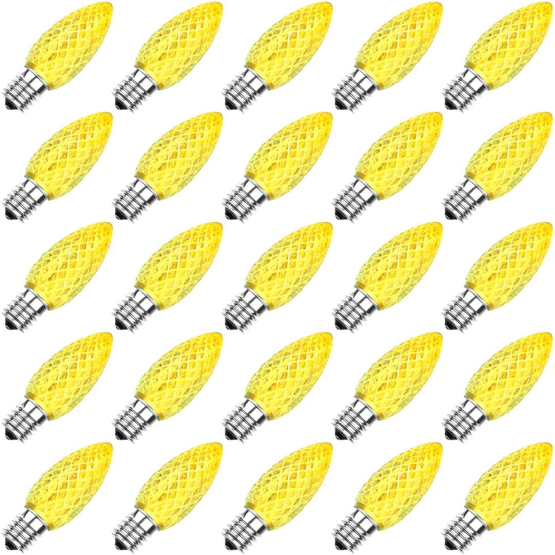 C9 Faceted Bulb, YELLOW - Large Strawberry Lights - C9 from Holiday Light Supplies, Ontario