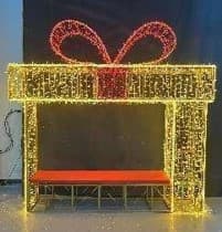 7.5′ 3D Christmas Present Sitting Bench - 3D from Holiday Light Supplies, Ontario