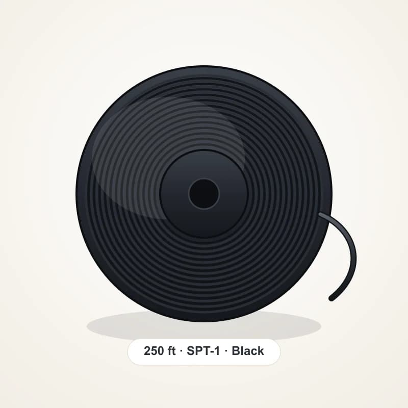 250-foot spool of black SPT-1 Christmas light wire — Holiday Light Supplies